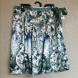 Worthington Green and White A-Line Skirt